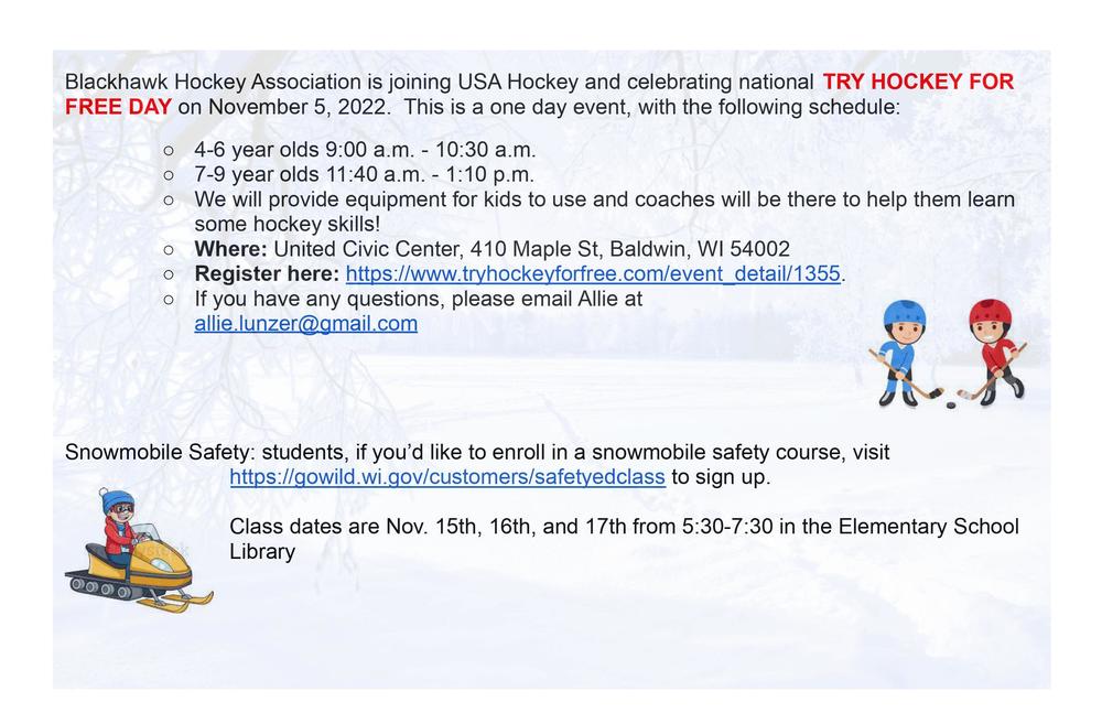 Try Hockey Day/Snowmobile Safety