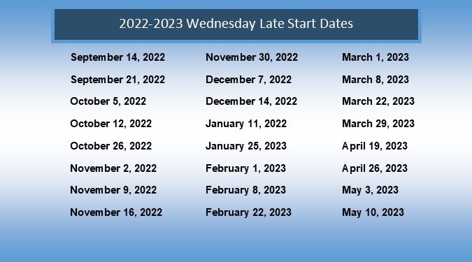 2022-23 Late Start Dates