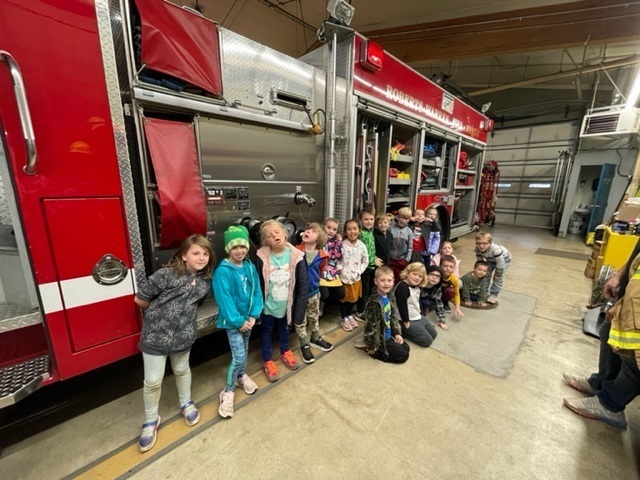 Mrs. Cicha's class at the Fire Station