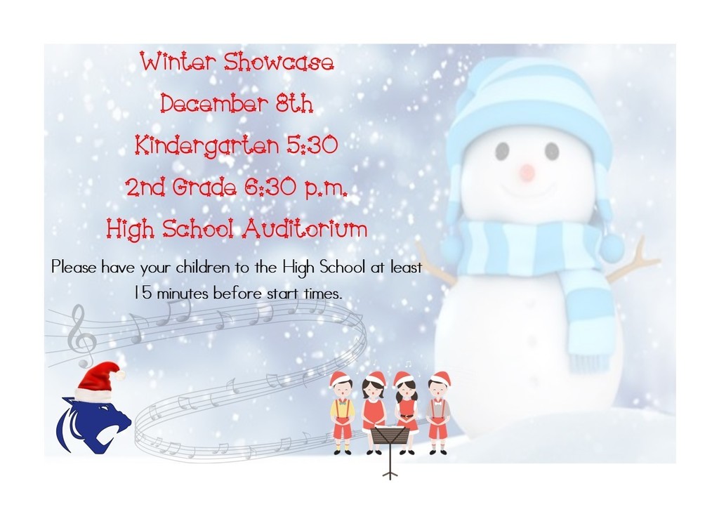 Winter Showcase - Kindergarten & 2nd Grade Dec. 8th