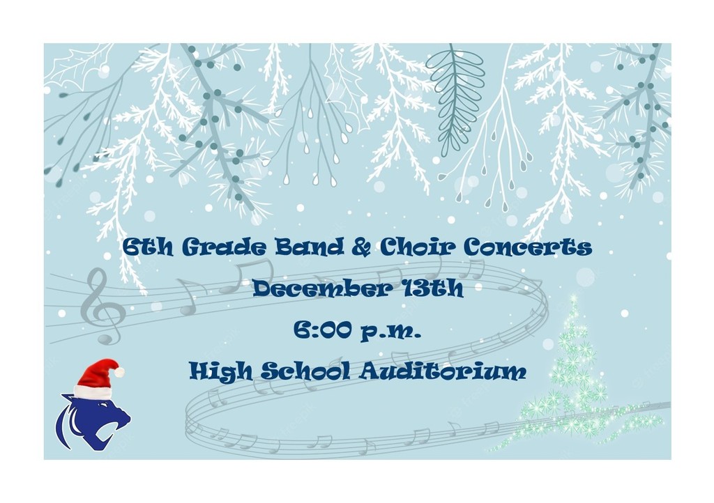 6th Grade Band & Choir Concert, December 13