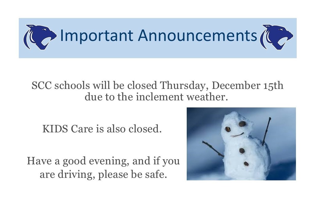 School Closed December 15th