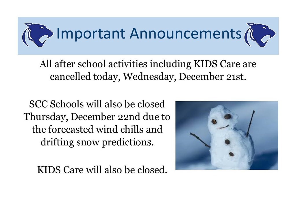 School Closed December 22nd
