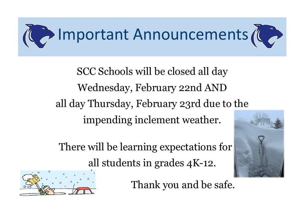 School Closing February 22nd & 23rd