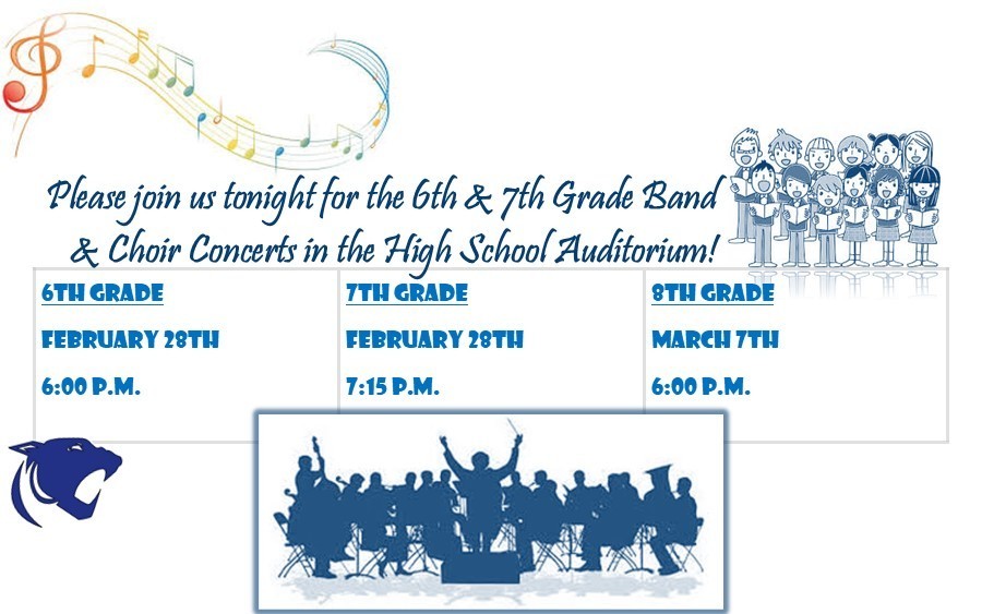 6th & 7th Grade Concerts - February 28th